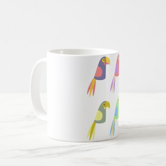 Colorful tropical parrot pattern コーヒーマグカップ (正面左)