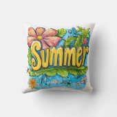 Colorful Tropical "Summer" Decorative Pillow クッション (裏面)