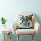 Colorful Tropical Vibrant Beach Huts クッション (椅子)