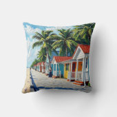 Colorful Tropical Vibrant Beach Huts クッション (裏面)