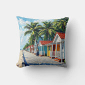 Colorful Tropical Vibrant Beach Huts クッション (正面)