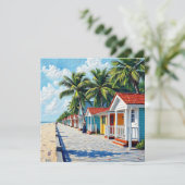 Colorful Tropical Vibrant Beach Huts  シーズンカード (スタンド正面)