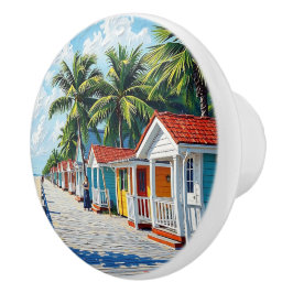 Colorful Tropical Vibrant Beach Huts セラミックノブ