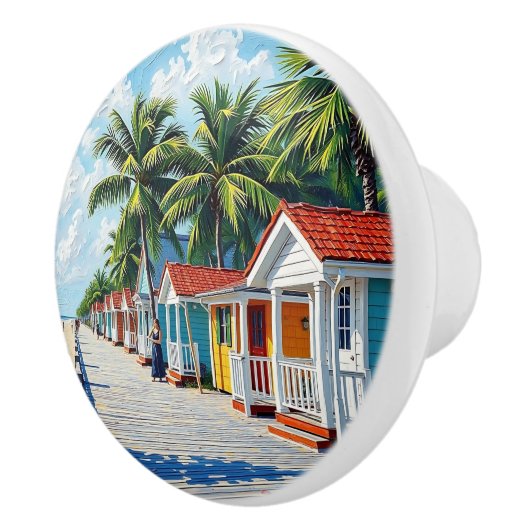 Colorful Tropical Vibrant Beach Huts セラミックノブ (右)