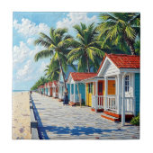 Colorful Tropical Vibrant Beach Huts タイル (正面)