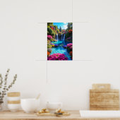 Colorful Tropical Waterfall Dreamscape Art ポスター (キッチン)