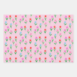 Colorful Tulips Floral Design ラッピングペーパーシート