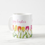 Colorful Tulips Happy Easter コーヒーマグカップ (正面左)