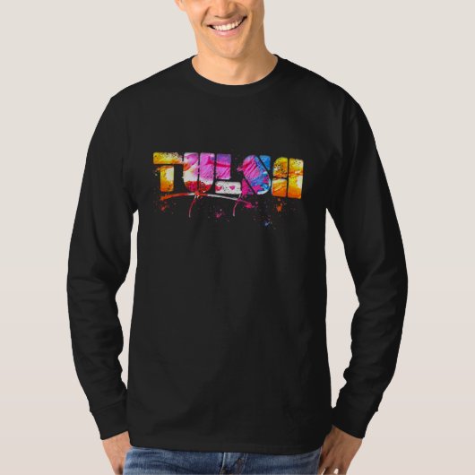 Colorful Tulsa Lettering  Watercolor Tulsa Tシャツ (正面)