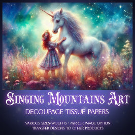 Colorful Unicorn Floral Fantasy Art Decoupage 薄葉紙
