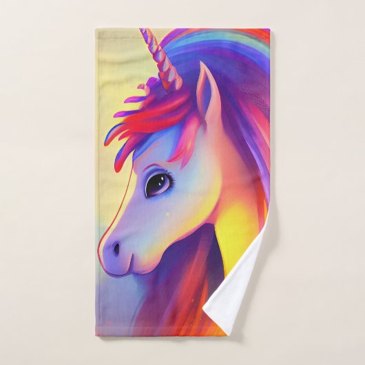 Colorful unicorn painting ハンドタオル (ハンドタオル)