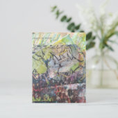 Colorful unique abstract mixed media collage ポストカード (スタンド正面)