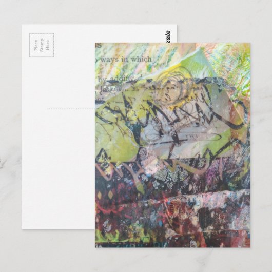 Colorful unique abstract mixed media collage ポストカード (正面/裏面)