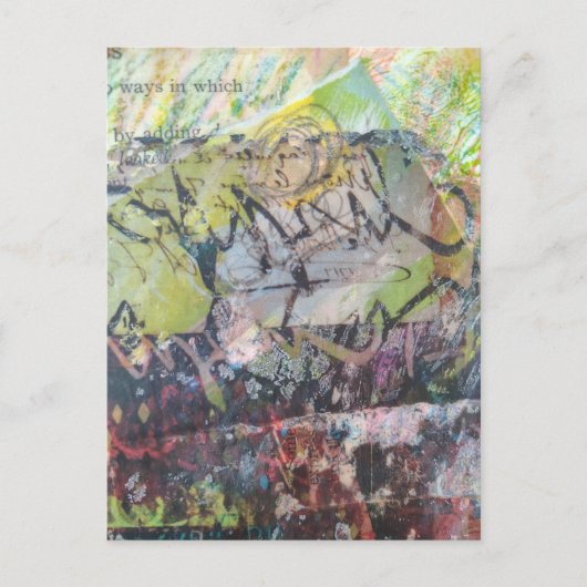 Colorful unique abstract mixed media collage ポストカード (正面)