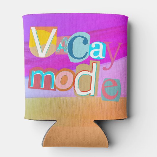 Colorful Unique Retro Vacay Mode 缶クーラー (裏面)