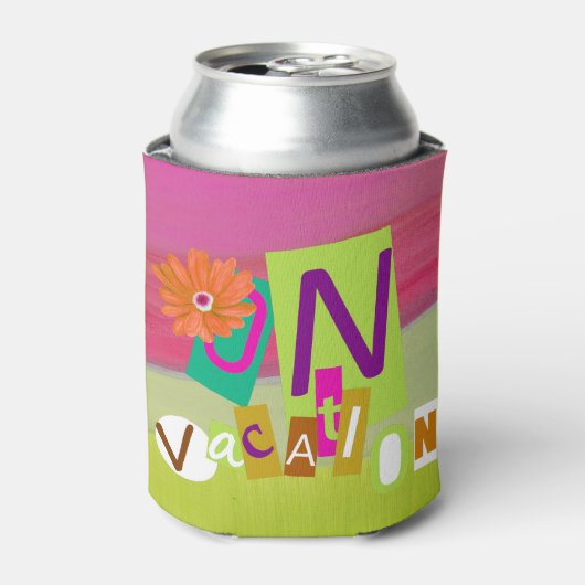 Colorful Unique Retro Vacay Mode 缶クーラー (缶正面)