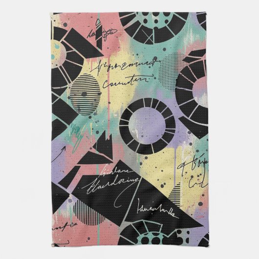 Colorful Urban Graffiti Pattern (10) キッチンタオル (縦)