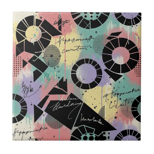 Colorful Urban Graffiti Pattern (10) タイル (正面)