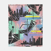 Colorful Urban Graffiti Pattern (11) フリースブランケット (正面)
