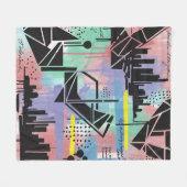 Colorful Urban Graffiti Pattern (11) フリースブランケット (正面(横))