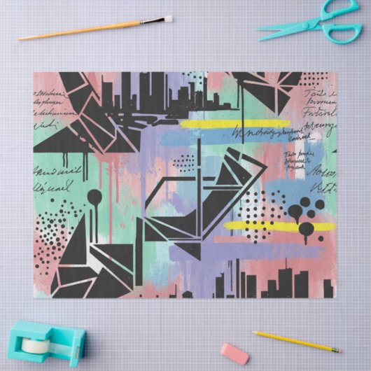 Colorful Urban Graffiti Pattern (11) 薄葉紙 (クラフト)