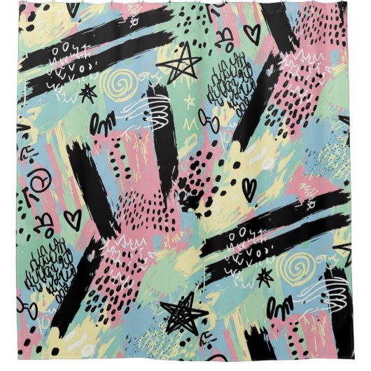 Colorful Urban Graffiti Pattern (12) シャワーカーテン (正面)