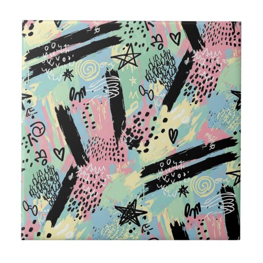 Colorful Urban Graffiti Pattern (12) タイル (正面)