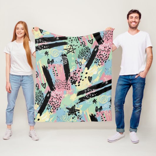 Colorful Urban Graffiti Pattern (12) フリースブランケット (インサイチュ)