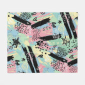Colorful Urban Graffiti Pattern (12) フリースブランケット (正面(横))