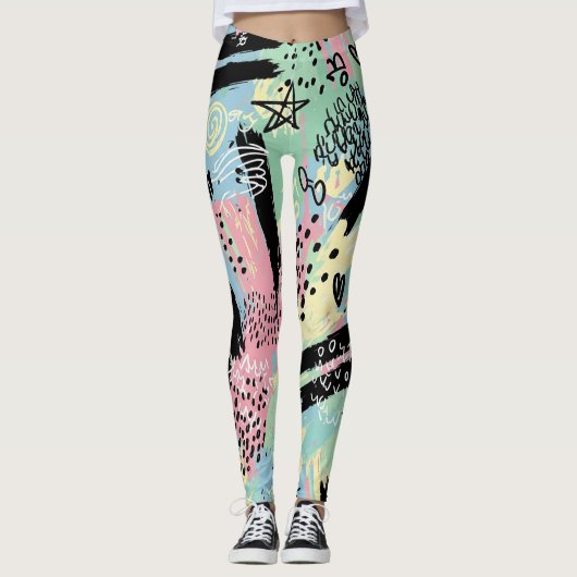 Colorful Urban Graffiti Pattern (12) レギンス (正面)