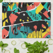Colorful Urban Graffiti Pattern (13) キッチンタオル (折り畳み)