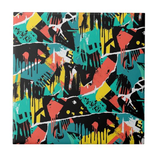 Colorful Urban Graffiti Pattern (13) タイル (正面)