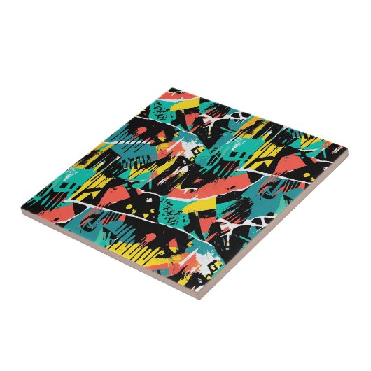 Colorful Urban Graffiti Pattern (13) タイル (側面)