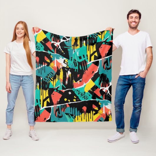Colorful Urban Graffiti Pattern (13) フリースブランケット (インサイチュ)