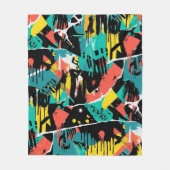 Colorful Urban Graffiti Pattern (13) フリースブランケット (正面)