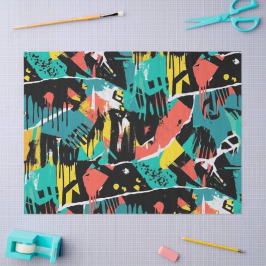 Colorful Urban Graffiti Pattern (13) 薄葉紙 (クラフト)
