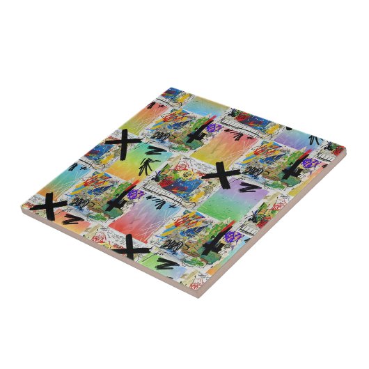 Colorful Urban Graffiti Pattern (14) タイル (側面)