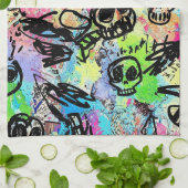 Colorful Urban Graffiti Pattern (1) キッチンタオル (折り畳み)