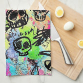 Colorful Urban Graffiti Pattern (1) キッチンタオル (四つ折り)