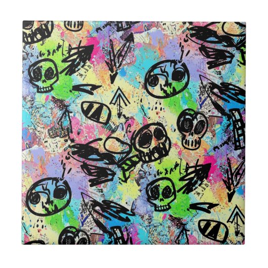 Colorful Urban Graffiti Pattern (1) タイル (正面)