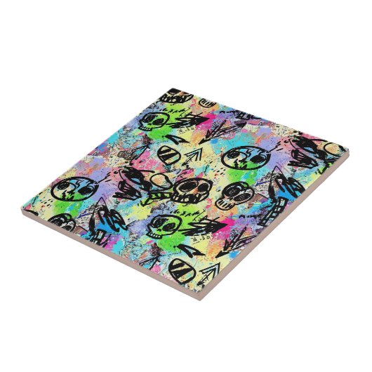 Colorful Urban Graffiti Pattern (1) タイル (側面)