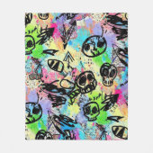 Colorful Urban Graffiti Pattern (1) フリースブランケット (正面)