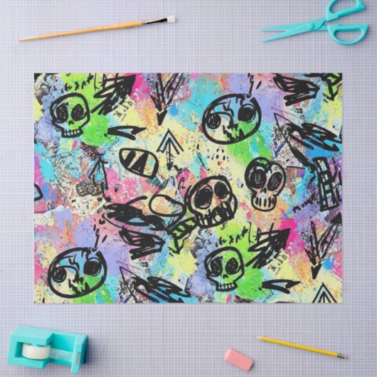 Colorful Urban Graffiti Pattern (1) 薄葉紙 (クラフト)