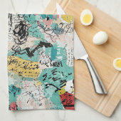 Colorful Urban Graffiti Pattern (2) キッチンタオル (四つ折り)