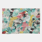 Colorful Urban Graffiti Pattern (2) キッチンタオル (横)