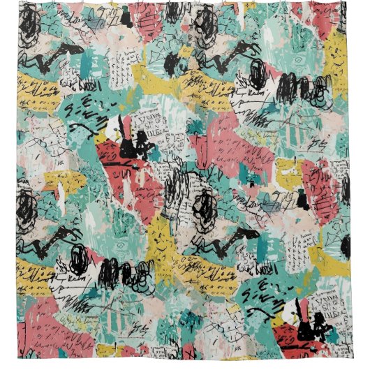 Colorful Urban Graffiti Pattern (2) シャワーカーテン (正面)