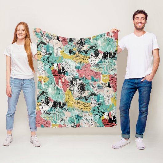 Colorful Urban Graffiti Pattern (2) フリースブランケット (インサイチュ)