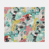 Colorful Urban Graffiti Pattern (2) フリースブランケット (正面(横))