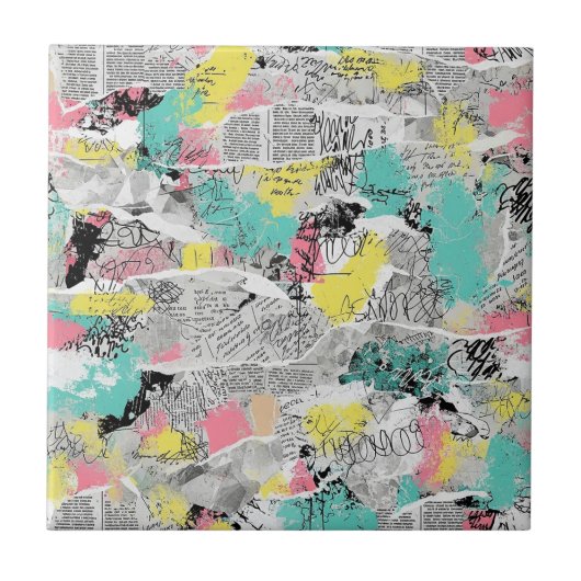 Colorful Urban Graffiti Pattern (3) タイル (正面)