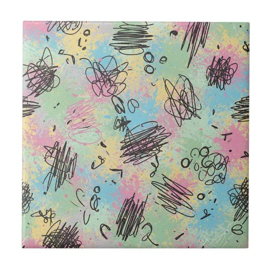 Colorful Urban Graffiti Pattern (4) タイル (正面)